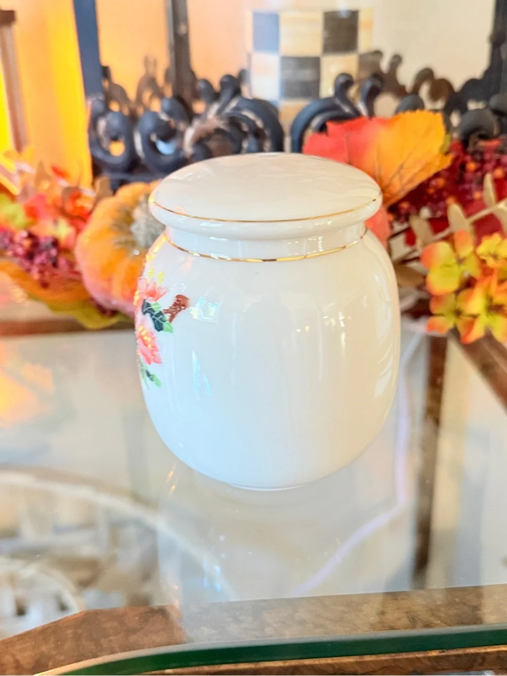 Vintage Teavana Sky-Bird fine Porcelain Tea Canister with Hand-Painted Bird